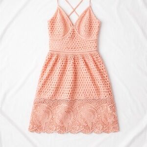 Abercrombie & Fitch Peach Crochet Mini Dress